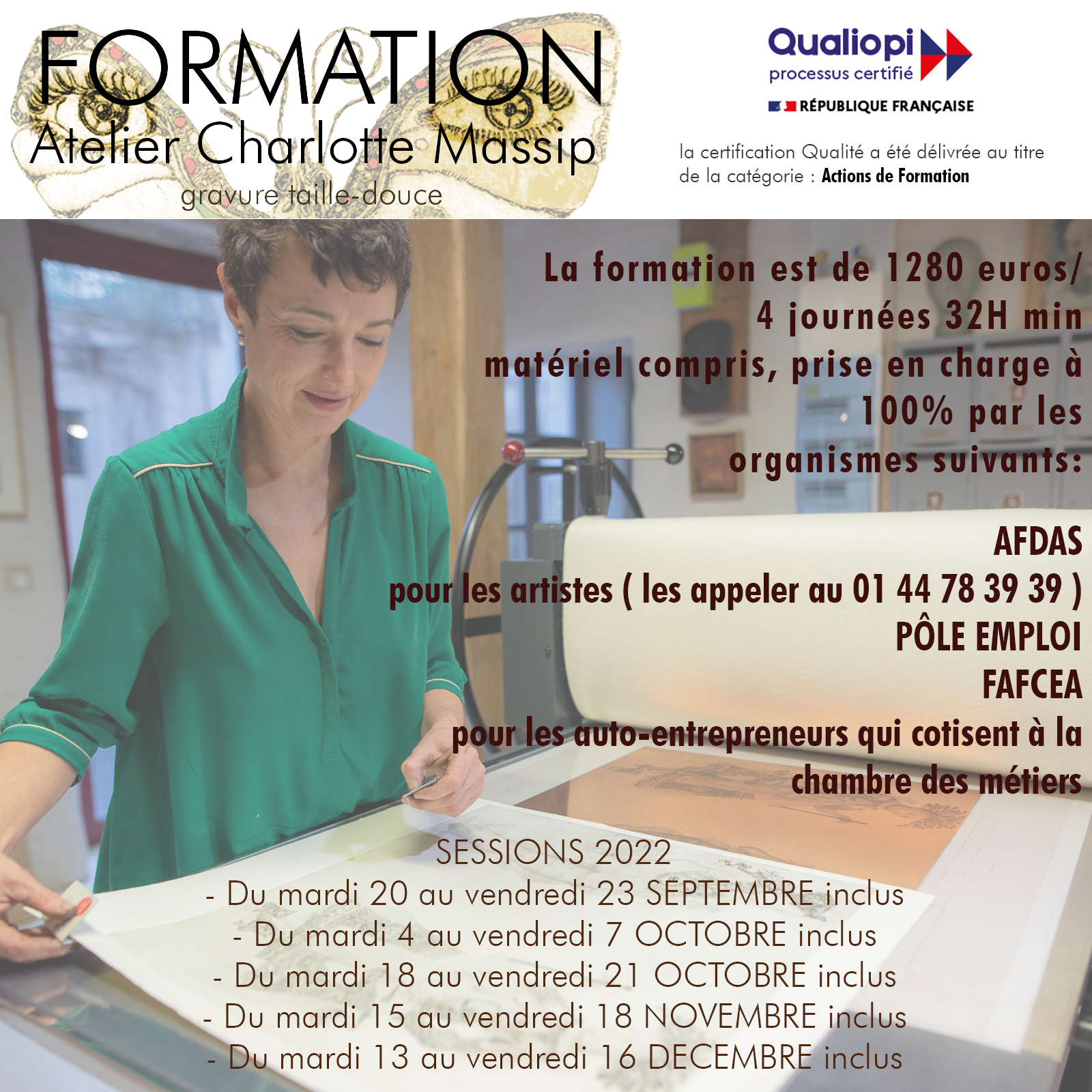 formation professionnelle GRAVURE taille douce