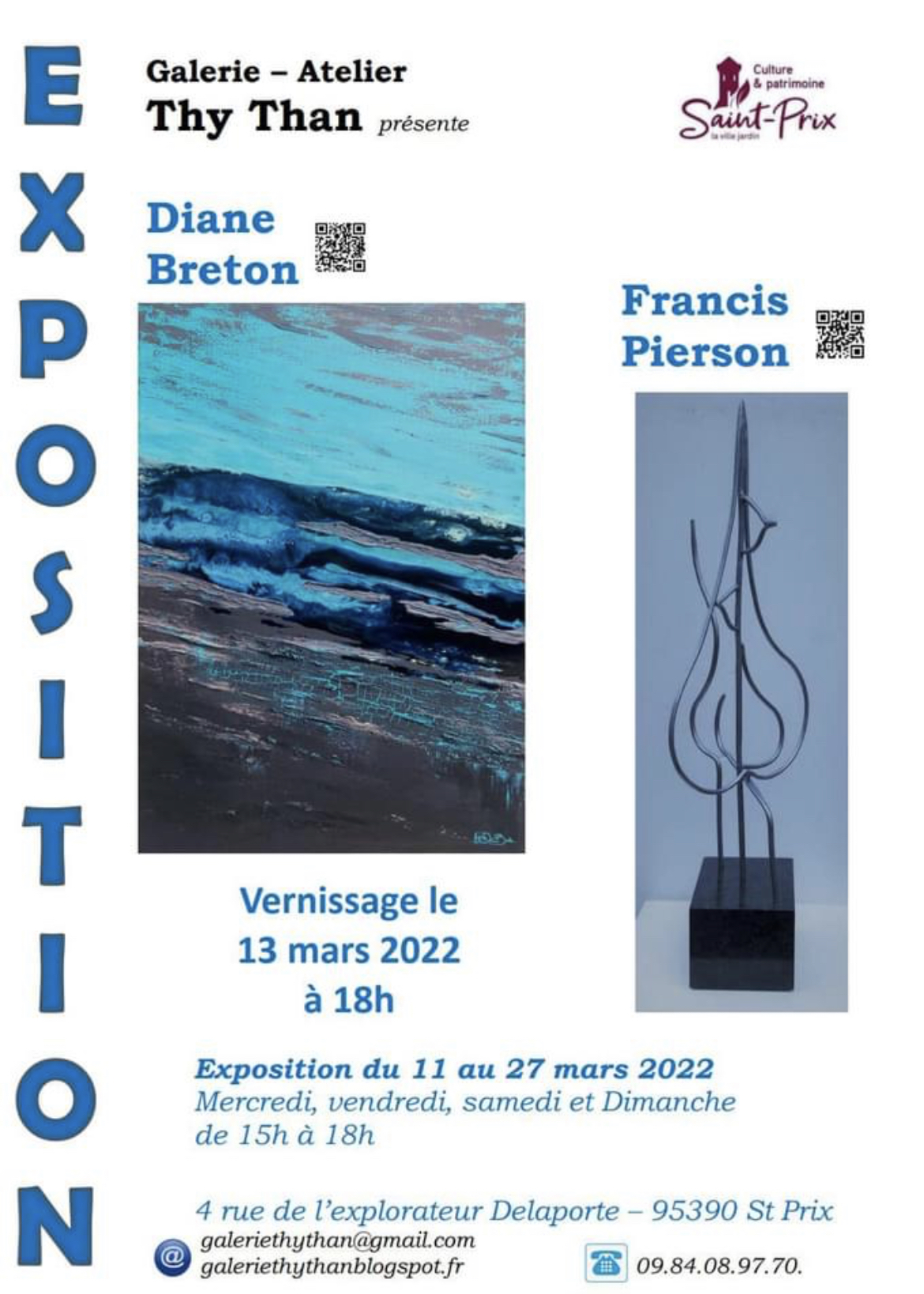 Exposition diane Breton peintre et Francis Pierson- Reflets