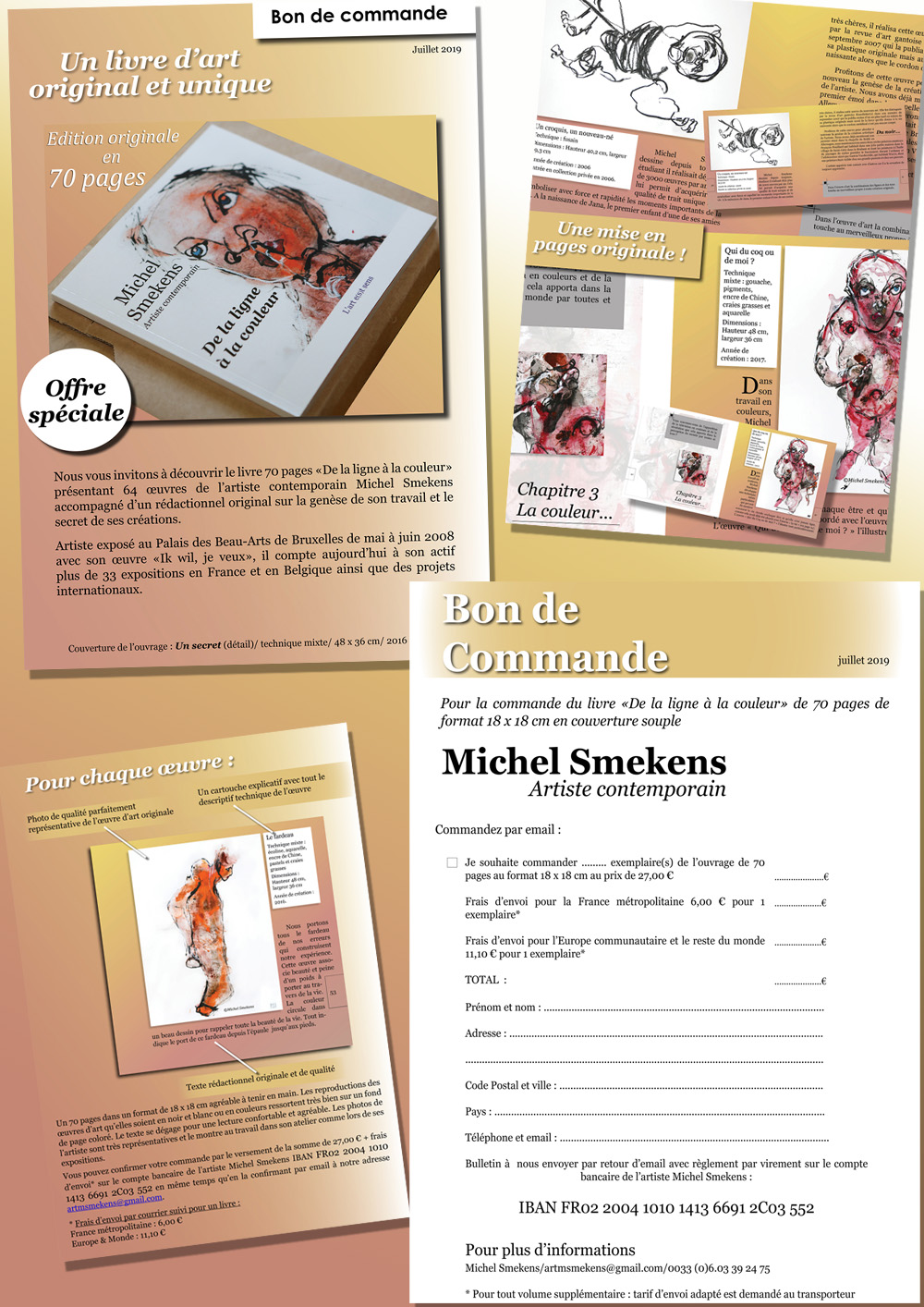 Edition du livre de 70 pages de l'artiste Michel Smekens