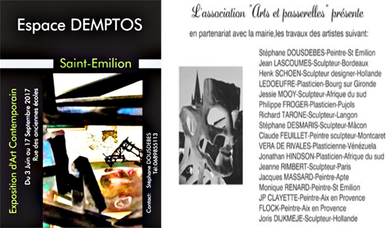 exposition d'Art contemporain à Saint Emilion, Espace Demptos