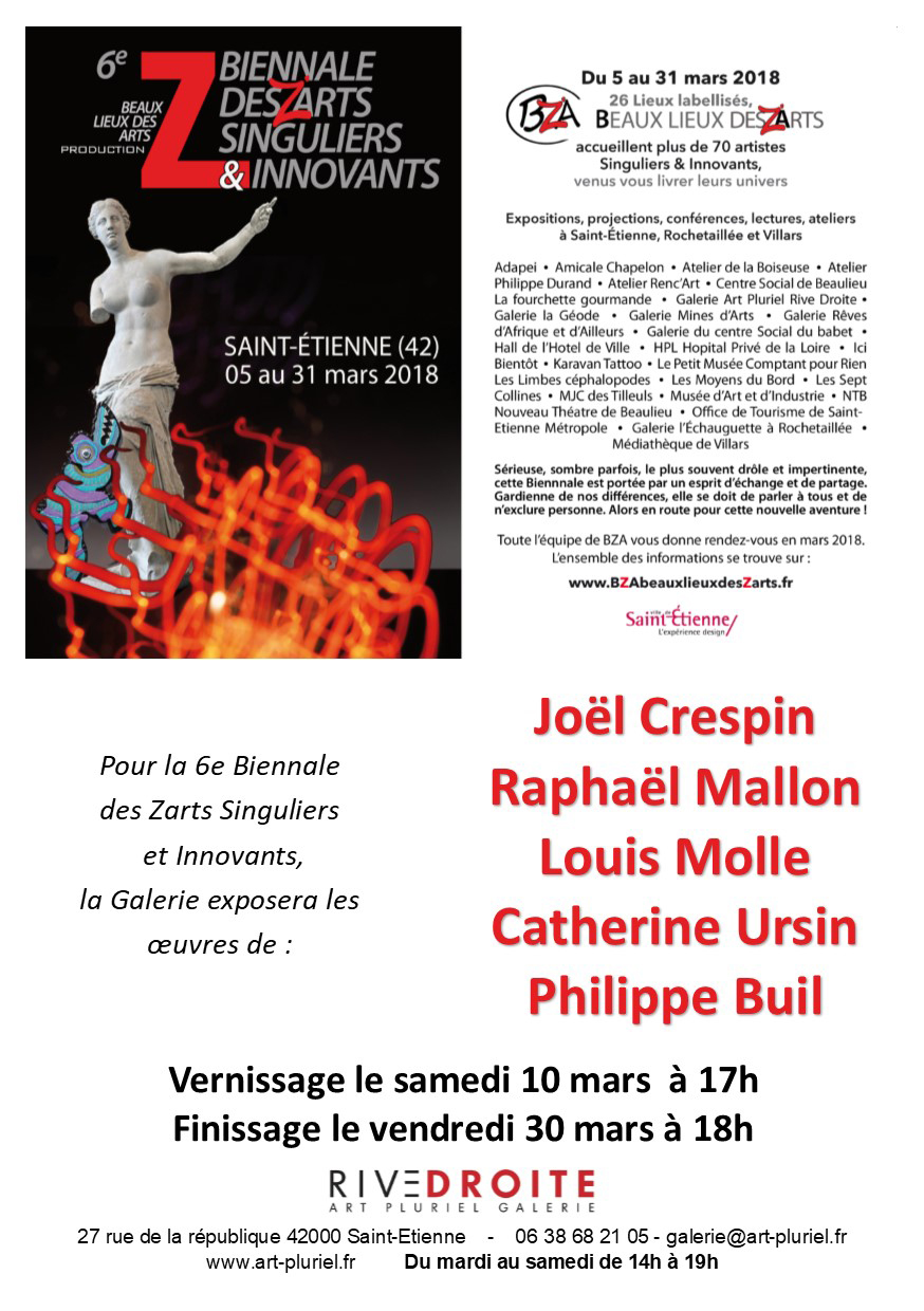 Exposition Crespin Mallon Molle Ursin et Buil pour la 6e biennale des arts singuliers et innovants