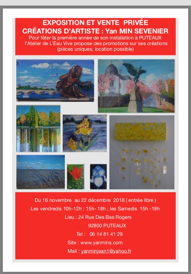 l'exposition et vente privée à L'atelier d'artiste de Yan MIN SEVENIER