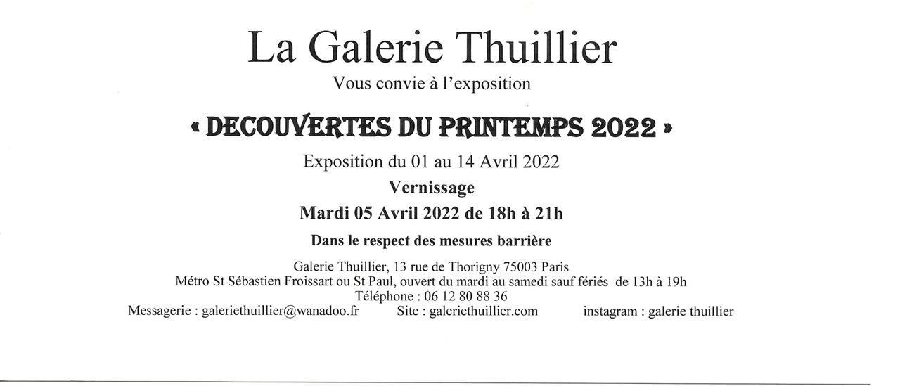 Tchartiloglou Françoise expose à la Galerie Thuillier Découvertes du Printemps