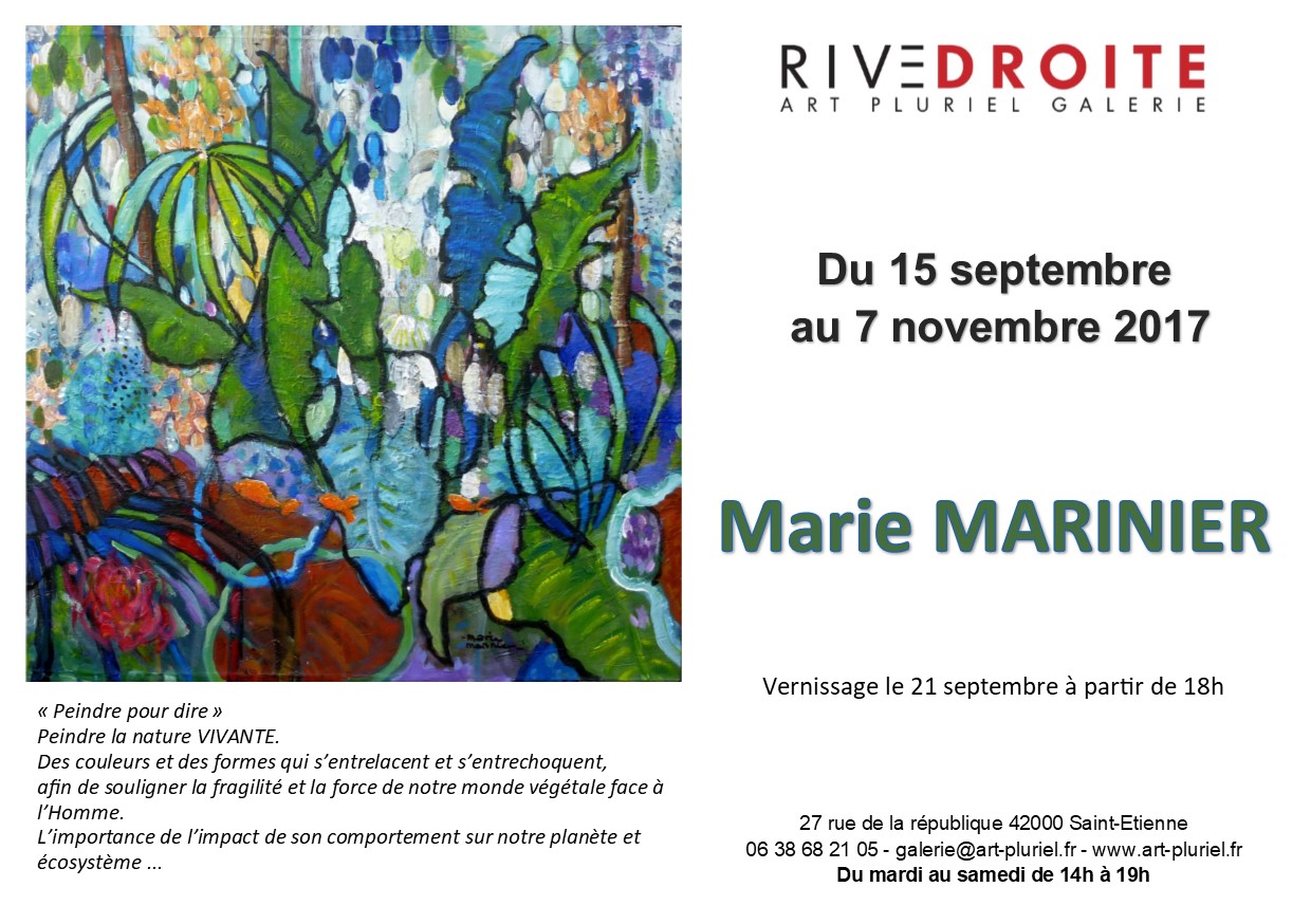 Exposition Marie Marinier à la Galerie Art Pluriel Rive Droite Saint Etienne