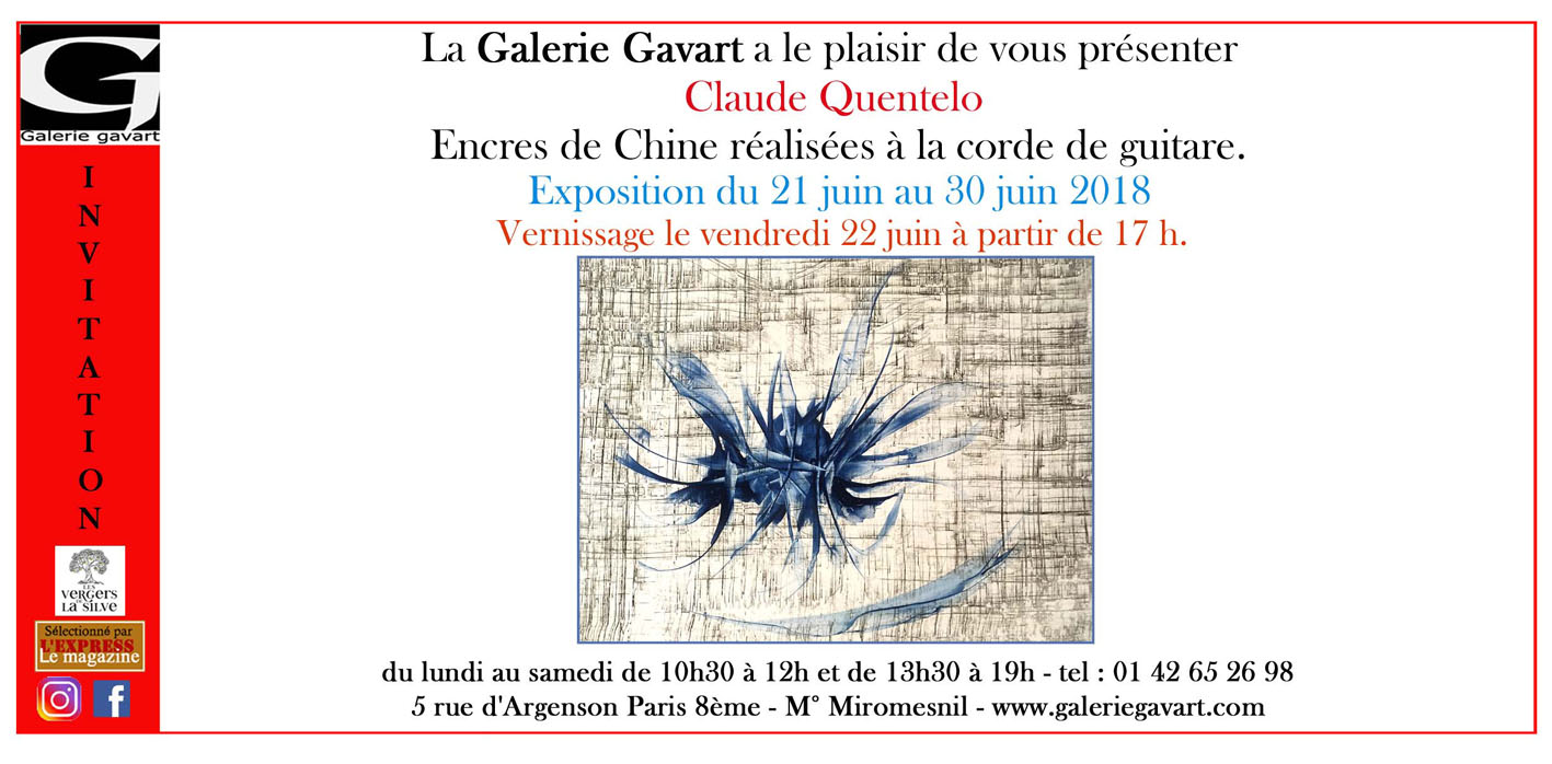 Exposition Claude Quentelo : Encres de Chine réalisées à la Galerie Gavart -Paris-