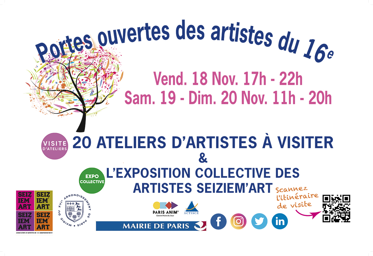 Portes ouvertes à l'art des artistes du 16e Seiziem'Art 17-18-19 novembre 2022