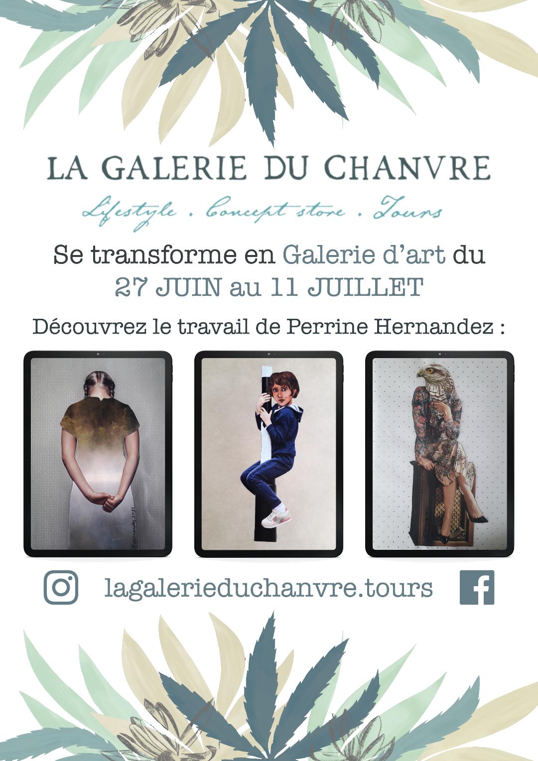 Exposition de collages au magasin la Galerie du chanvre