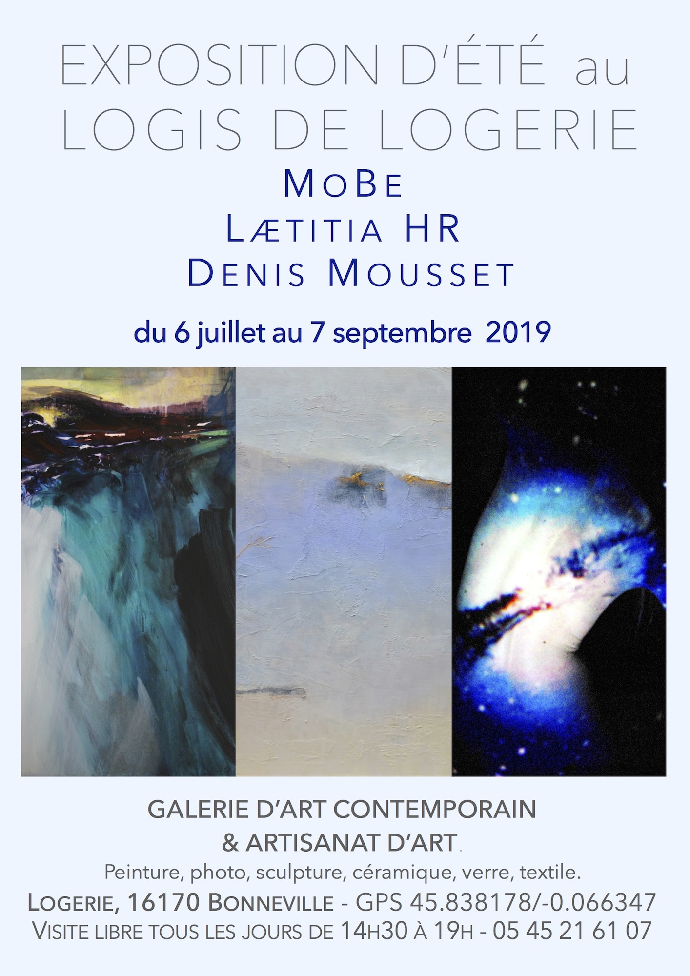 Exposition d'été au Logis de logerie - MoBe, LaetitiaHR et D. MOUSSET