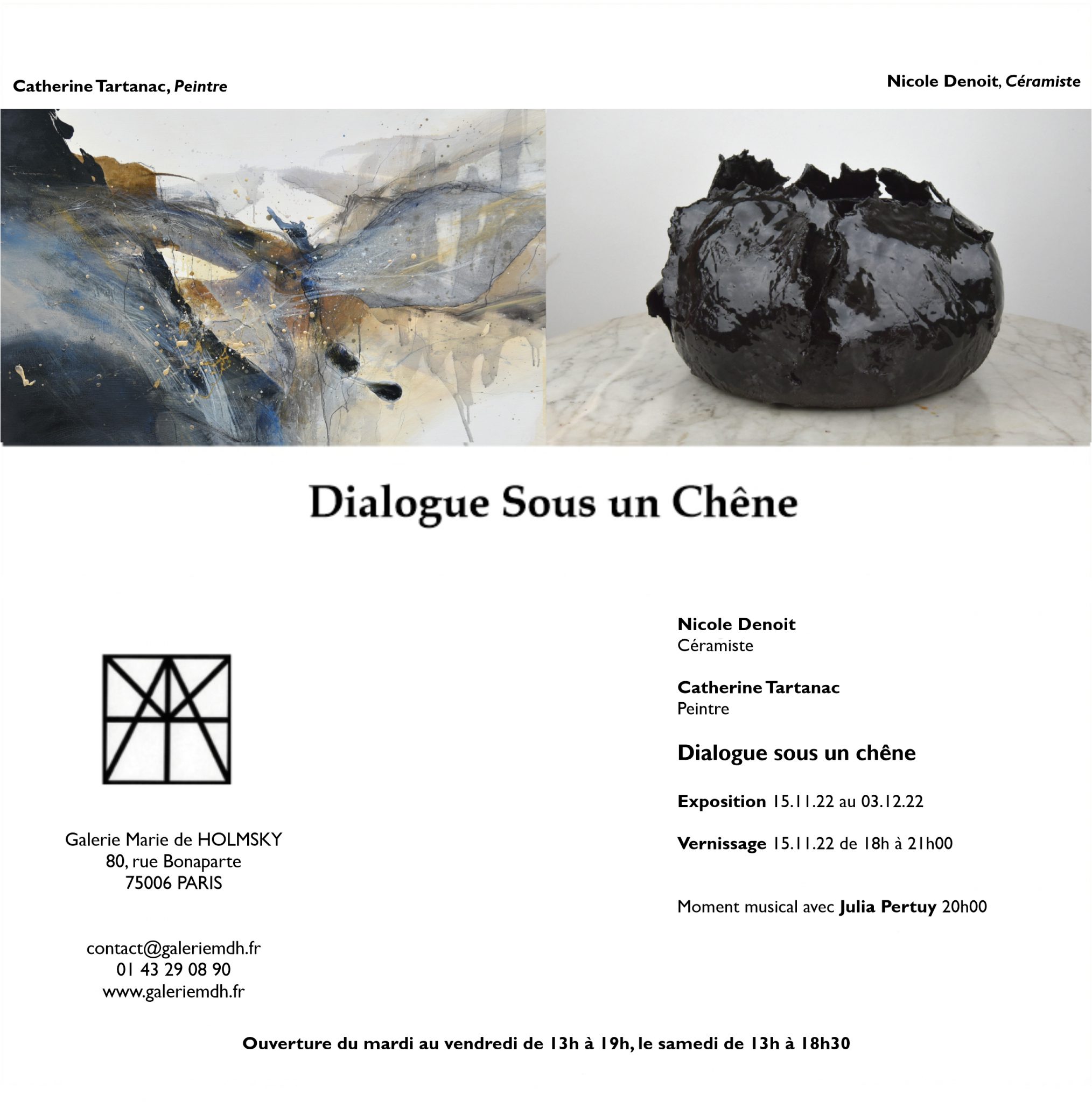 Dialogue sous un chêne- Exposition de peinture avec la céramiste Nicole Denoit