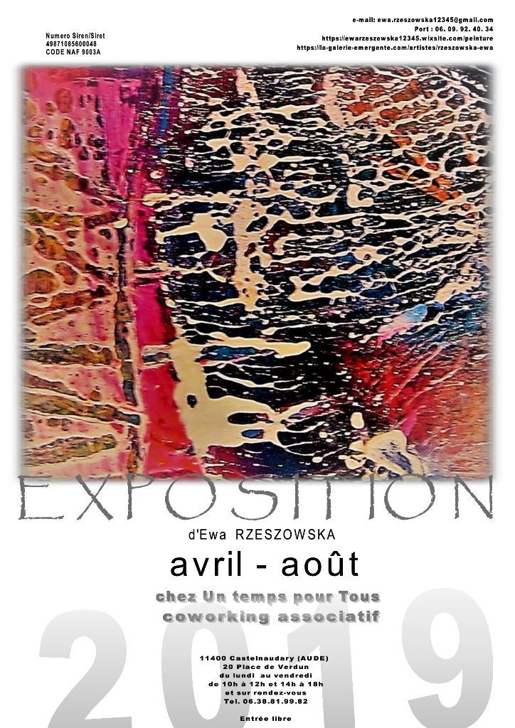 exposition de peinture chez Un temps pour Tous / coworking associatif