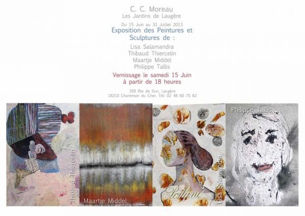 Exposition de peintures et de sculptures de Maartje Middel, Philippe Tallis, Thibaud Thiercelin, et Lisa Salamandra