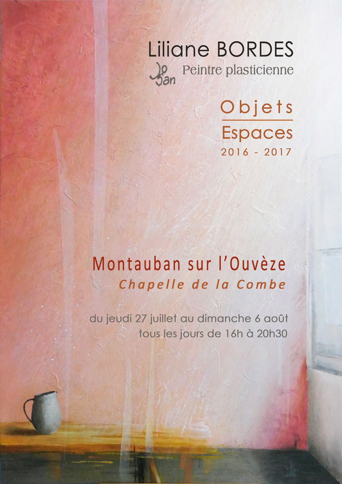 Exposition Liliane BORDES, Jo San. " Objets / espaces " 2016 - 2017