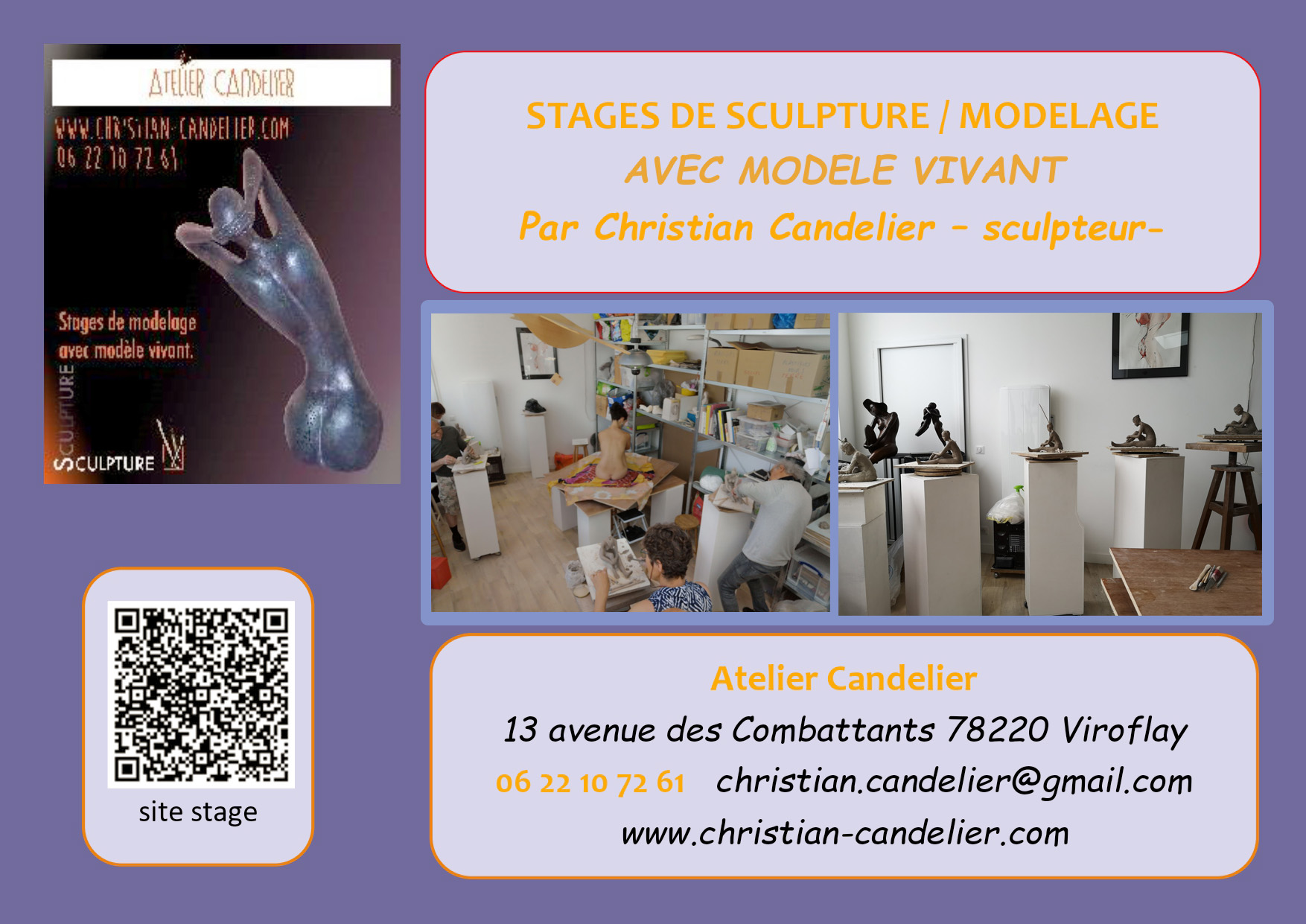 stage modelage avec modèle vivant mars 2020