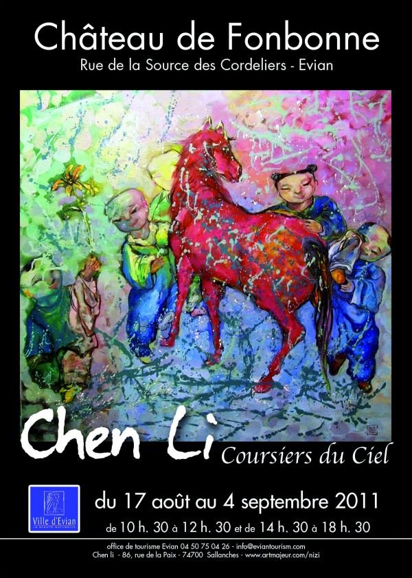    LI CHEN      exposition  "courciers du ciel "  CHATEAU DE FONBONNE  EVIAN  