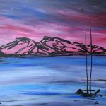 tableau-abstrait-bateau-ocean-charente-maritime-rose-violet-bleu-voilier-montagne