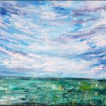 tableau-abstrait-vert-bleu-art-moderne-peinture-campagne-fleur