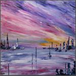 tableau-impresionnisme-abstrait-bleu-violet-ocean-voilier-decoration-moderne-audrey-chal-