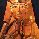 Statue de Toutankhamon en bois - Gouache