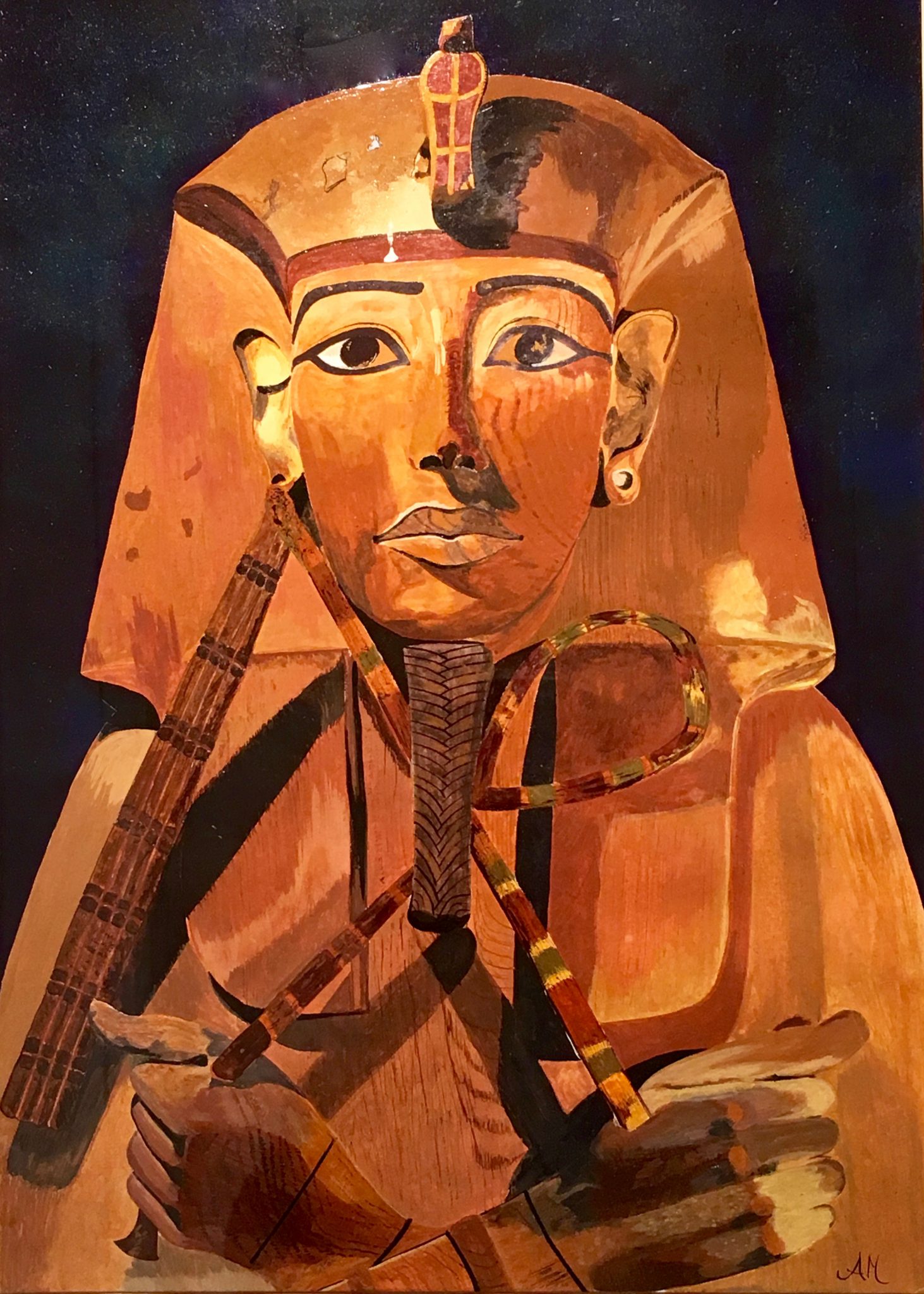 statue-de-toutankhamon-en-bois-gouache