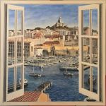 Trompe l\'oeil d\'intérieur - vue de Marseille - Acrylique par ALINE MORANCHO