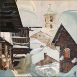 Village du Queyras sous la neige - Huile par ALINE MORANCHO