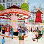 Le manege devant le Moulin rouge 60F par JEAN-PIERRE BORDERIE