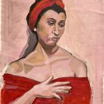 Femme avec turban rouge