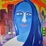 Monalisa du turfu pour penthouse de 300 m2 à New-York. Acrylique sur châssis 100 x 100 cm