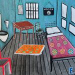 La chambre de Vincent 21 ans djihadiste acrylique sur carton toile 46 x 55 cm