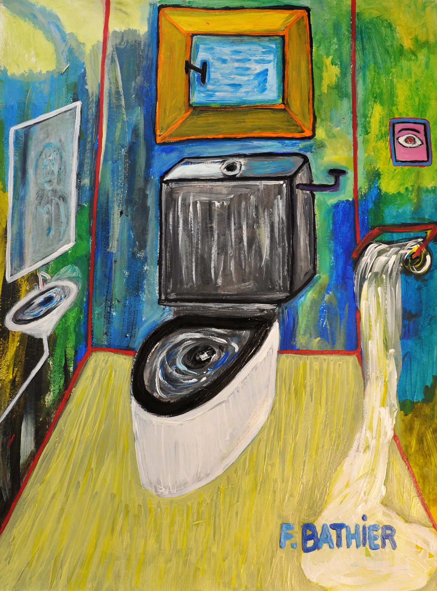 selfie-gogue-le-trone-ou-lexercice-du-pouvoir-acrylique-sur-papier-50-x-65-cm