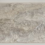 Bons vents, série des Cartographies, 2015, tissus divers, broderies et épingles, 120 x 40 cm, LP/Calcavechia Fabien