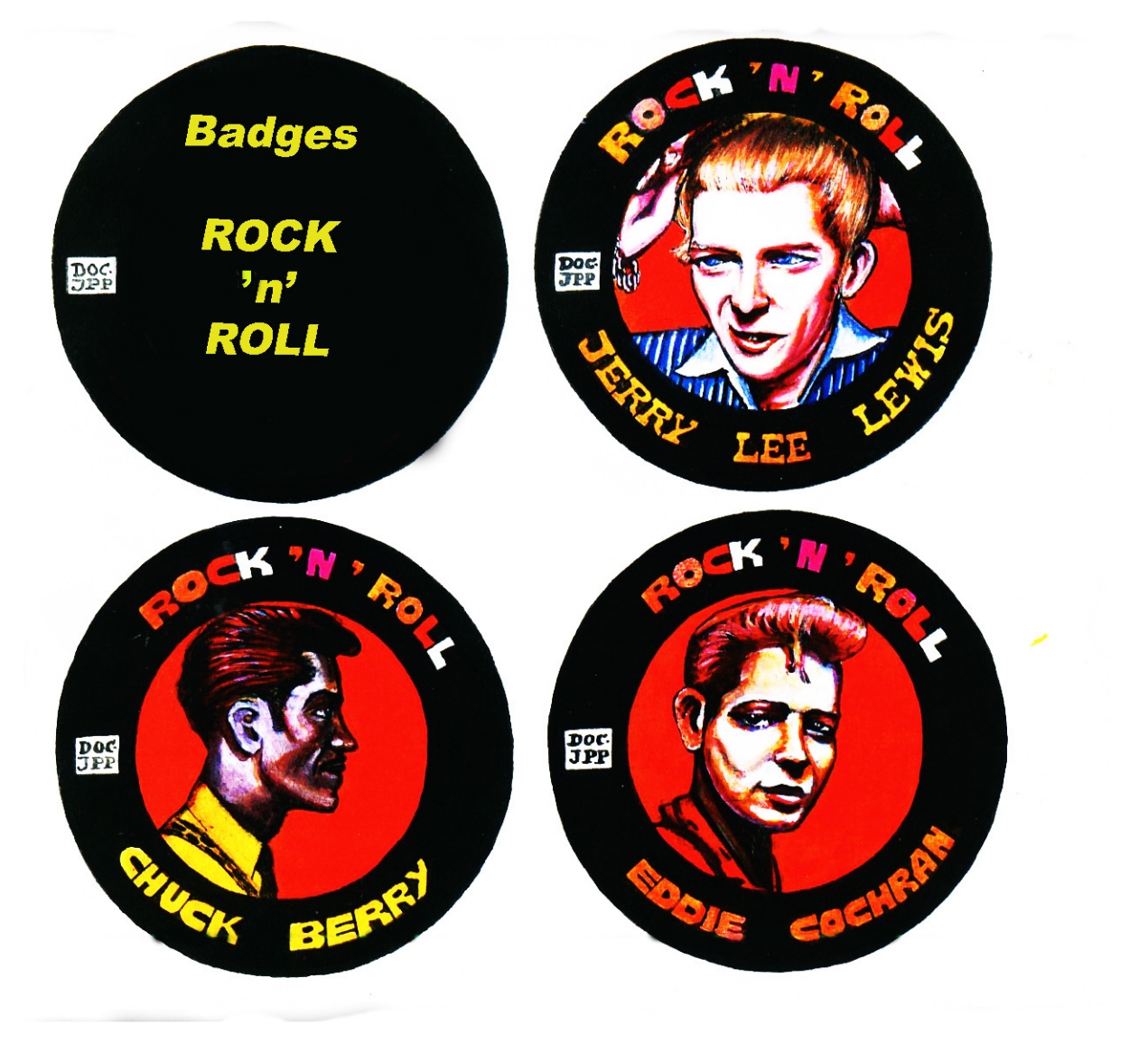 badges-rock-n-roll-du-docteur-j-p-p-jerry-lee-lewis-chuck-berry-eddie-cochran