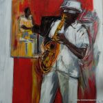 MANUDIBANGO ROUGE n°2   100x100 cm  1200 €