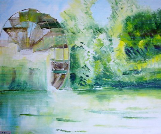 roue-a-aubes-isle-sur-la-sorgue-format-55x46cm-huile-au-couteau