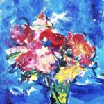 Roses sur fond bleu 1 par Nina NKAR