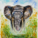 Elephant aquarelle par PINCEMIN MICHELE